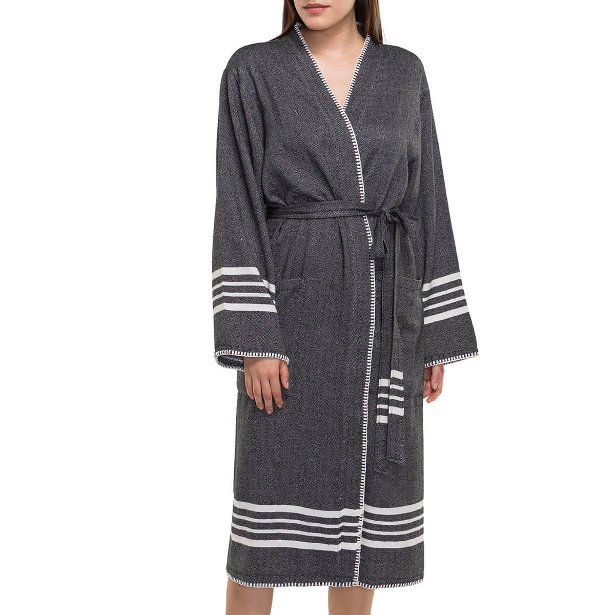 Organic Turkish Cotton Kimono Bathrobe – Lightweight Spa & Home Robe