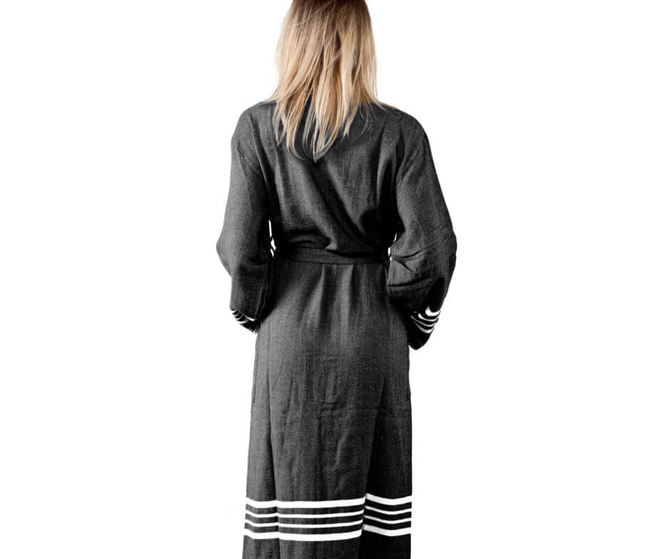 Organic Turkish Cotton Kimono Bathrobe – Lightweight Spa & Home Robe