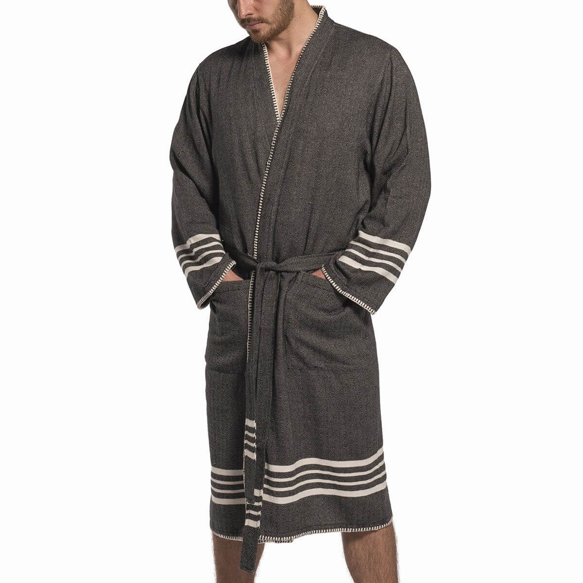 Organic Turkish Cotton Kimono Bathrobe – Lightweight Spa & Home Robe