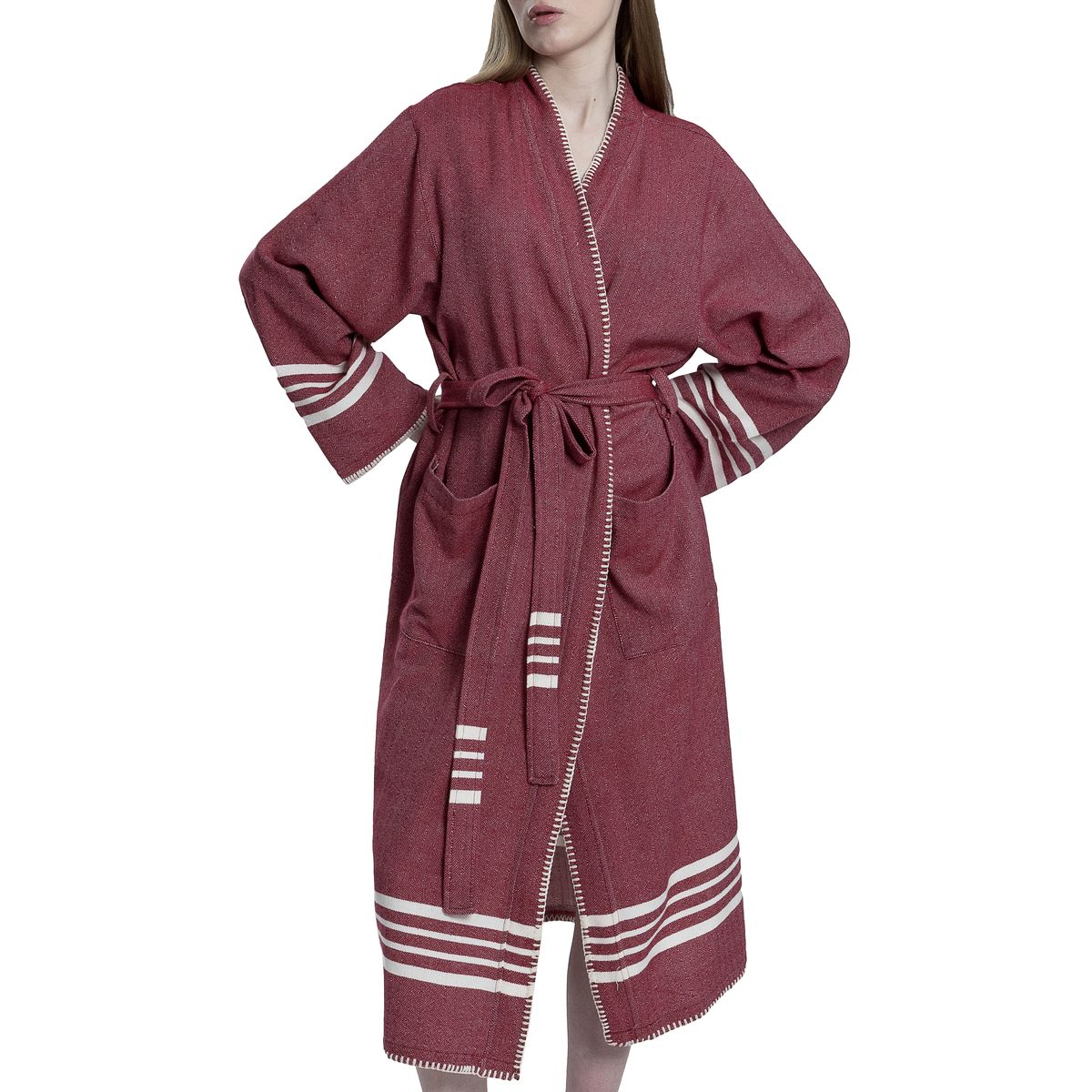 Organic Turkish Cotton Kimono Bathrobe – Lightweight Spa & Home Robe