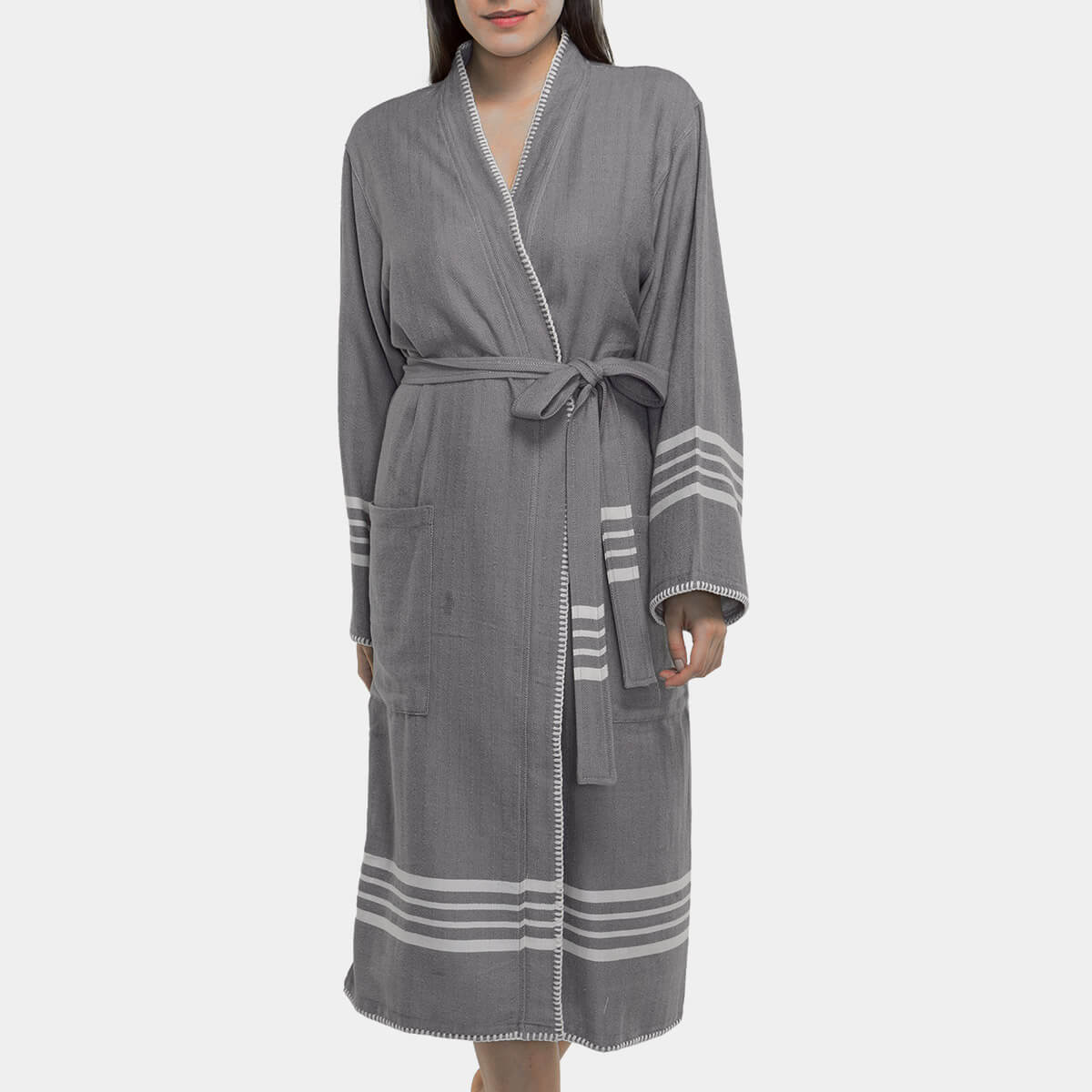 Organic Turkish Cotton Kimono Bathrobe – Lightweight Spa & Home Robe