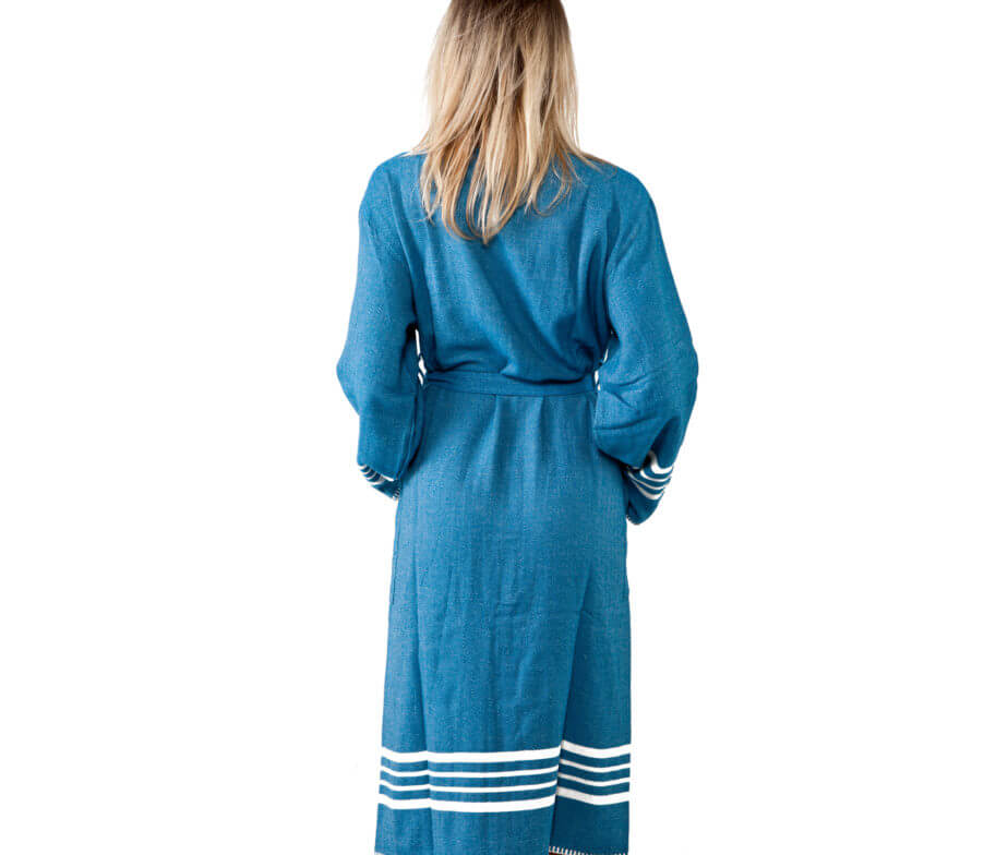 Organic Turkish Cotton Kimono Bathrobe – Lightweight Spa & Home Robe