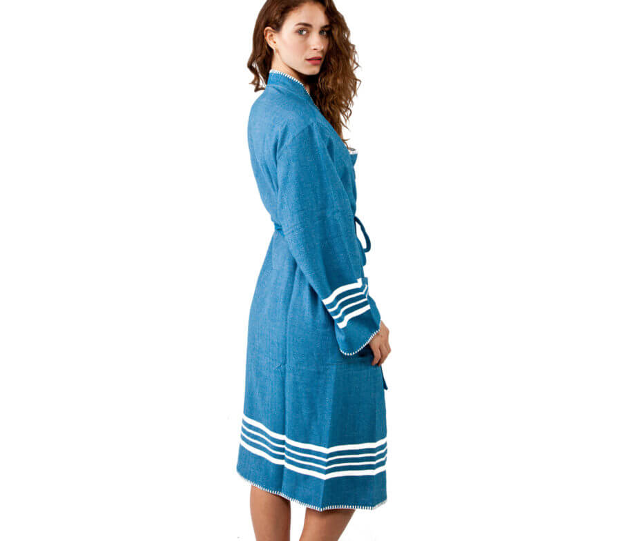 Organic Turkish Cotton Kimono Bathrobe – Lightweight Spa & Home Robe