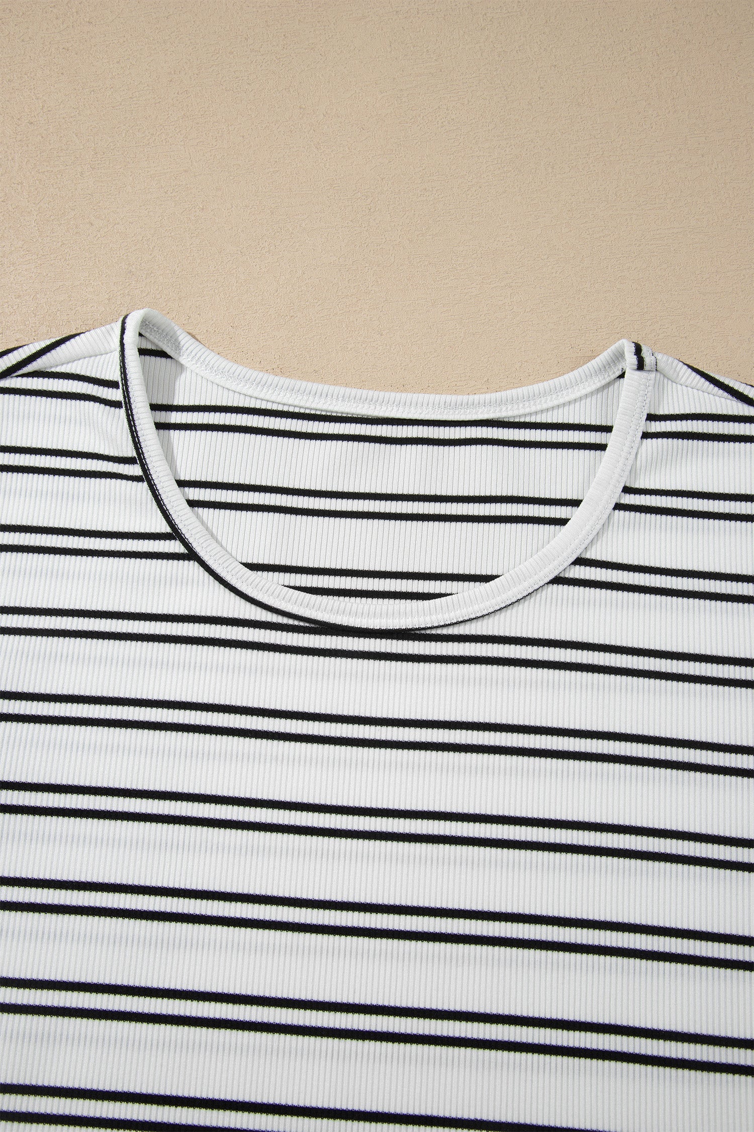 Striped Ribbed Knit Long Sleeve Top