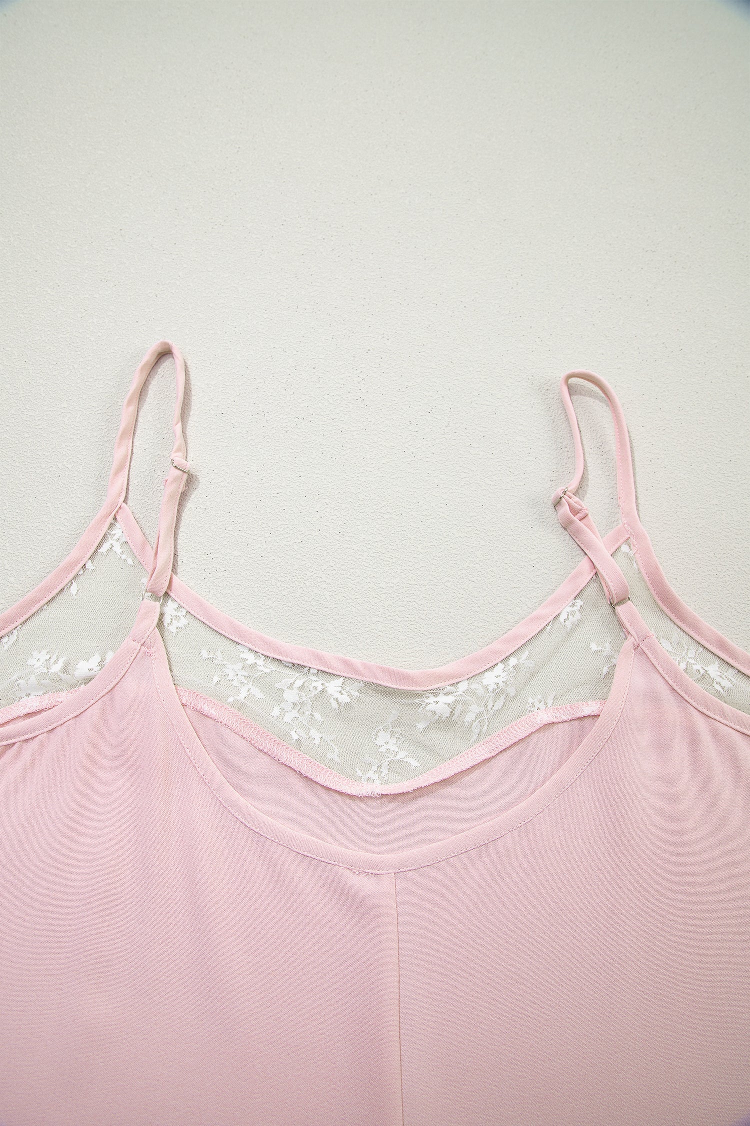 Sheer Lace Patchwork Camisole Nightgown Dress