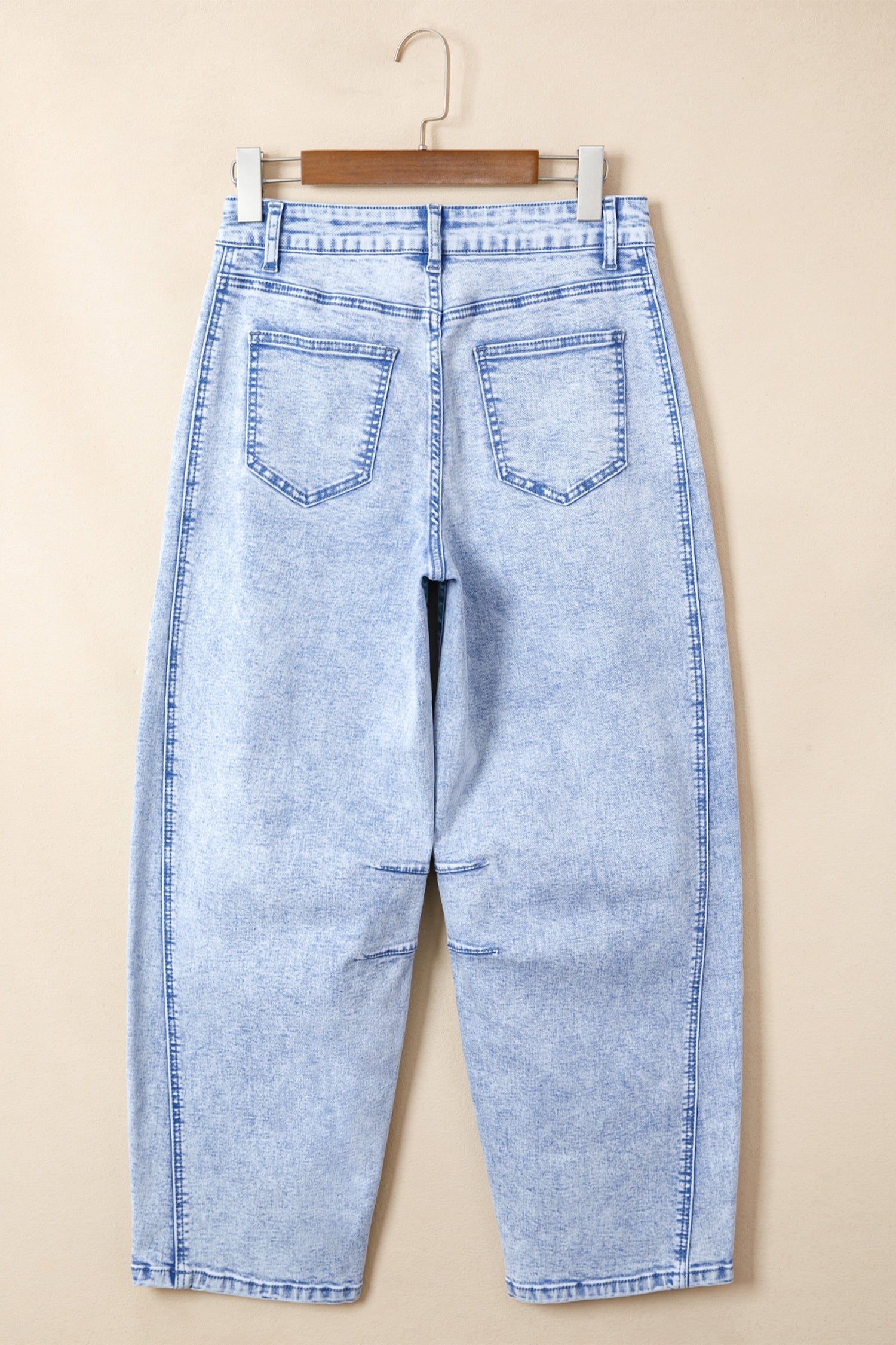 Light Wash Elastic Waist Barrel Jeans
