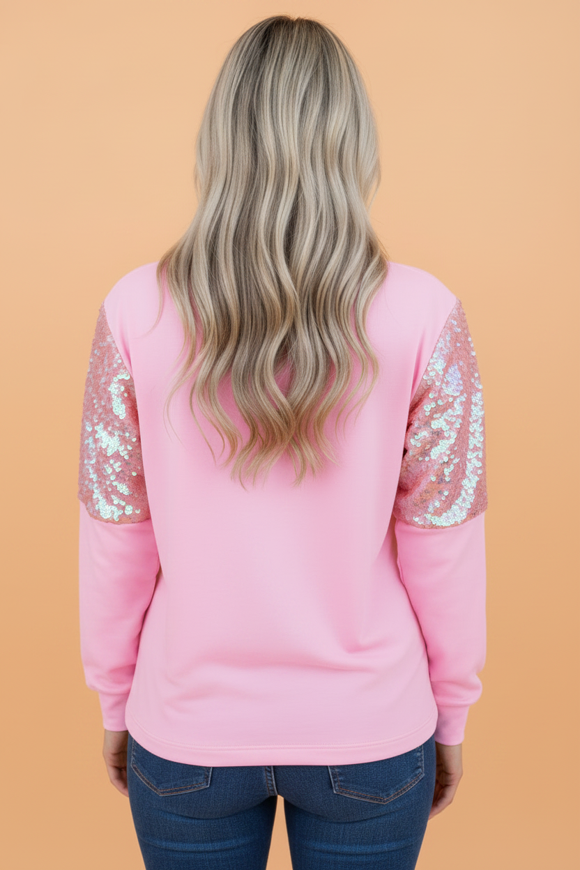 Sequin Sleeve Pullover Sweater