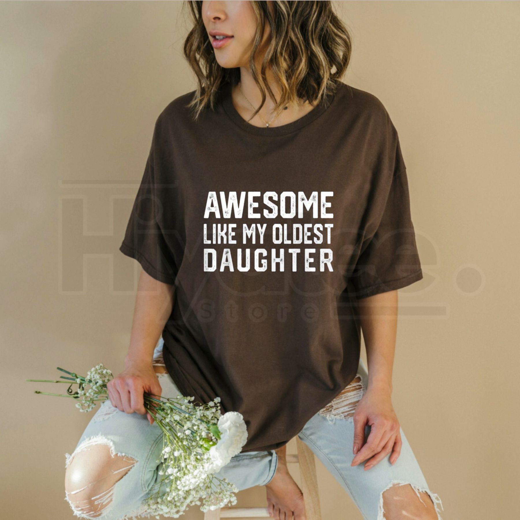 "Awesome Like My Oldest Daughter" Dad Joke Classic T-Shirt – 100% Cotton Funny Tee