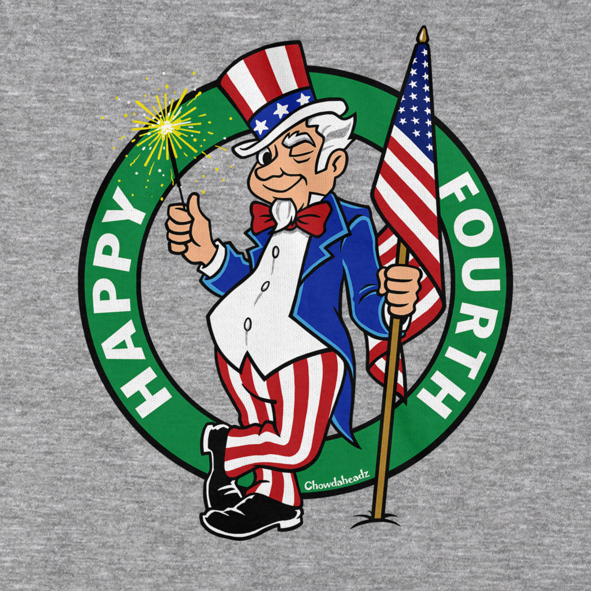 Happy Fourth Uncle Sam USA Circle Logo T-Shirt