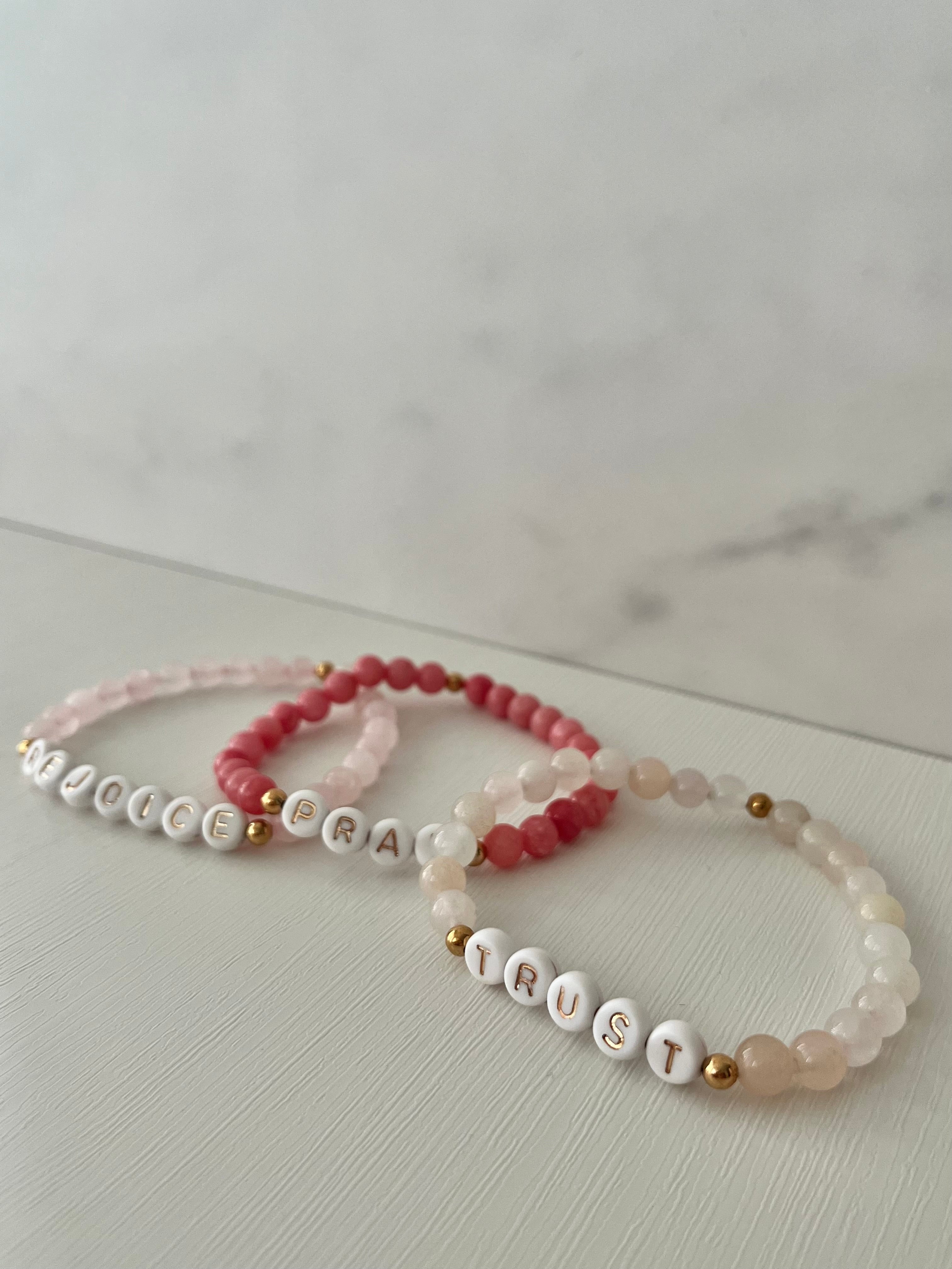 Rejoice Pray Trust Opal Bracelet Set