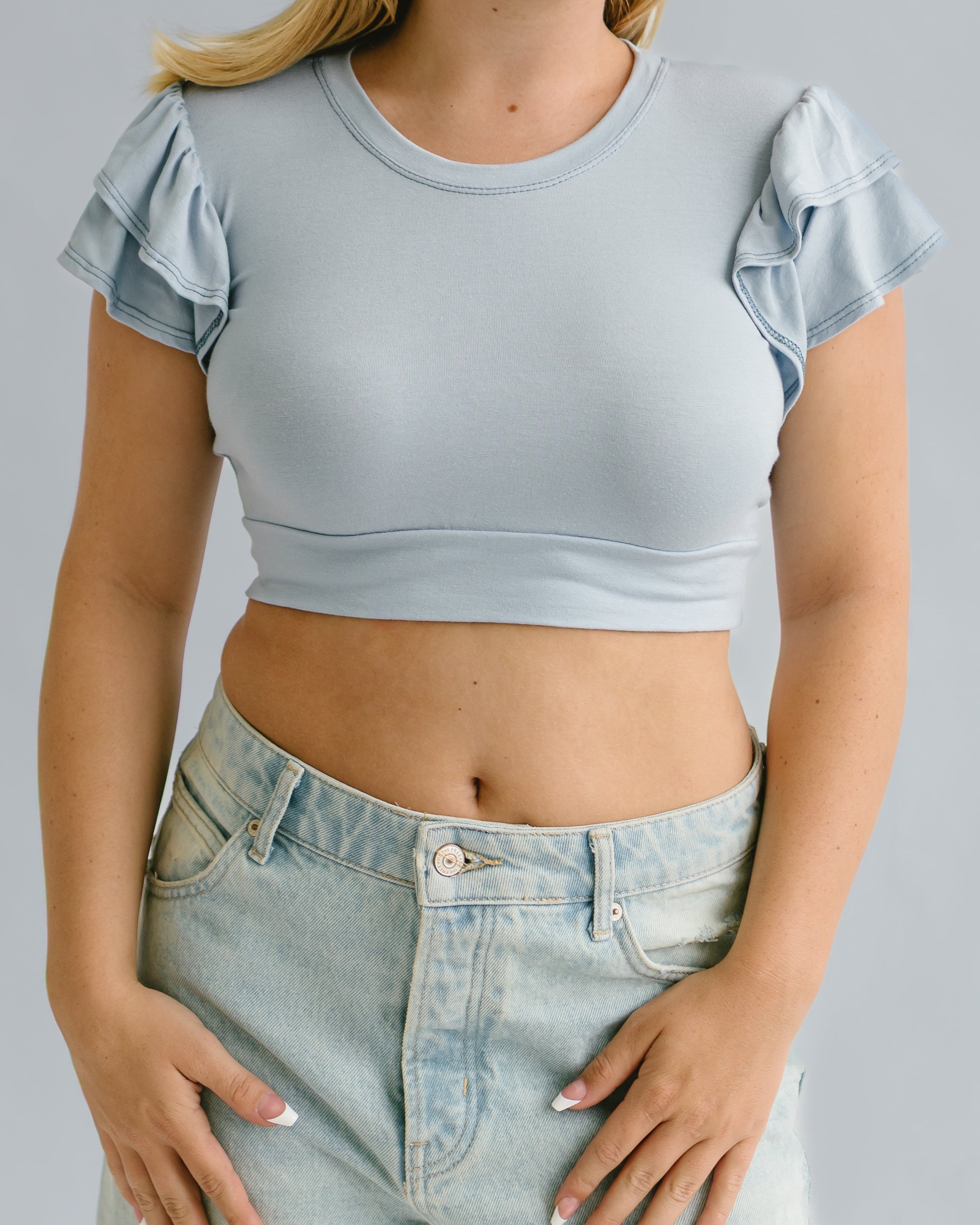 Ruffle Sleeve Halftee
