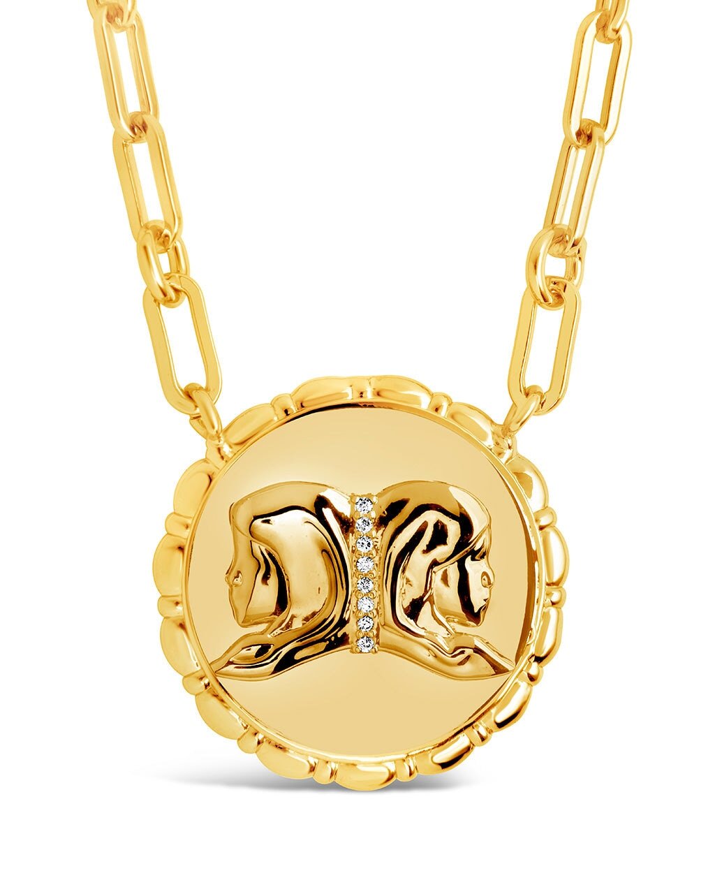 Bold CZ Zodiac Link Pendant Necklace