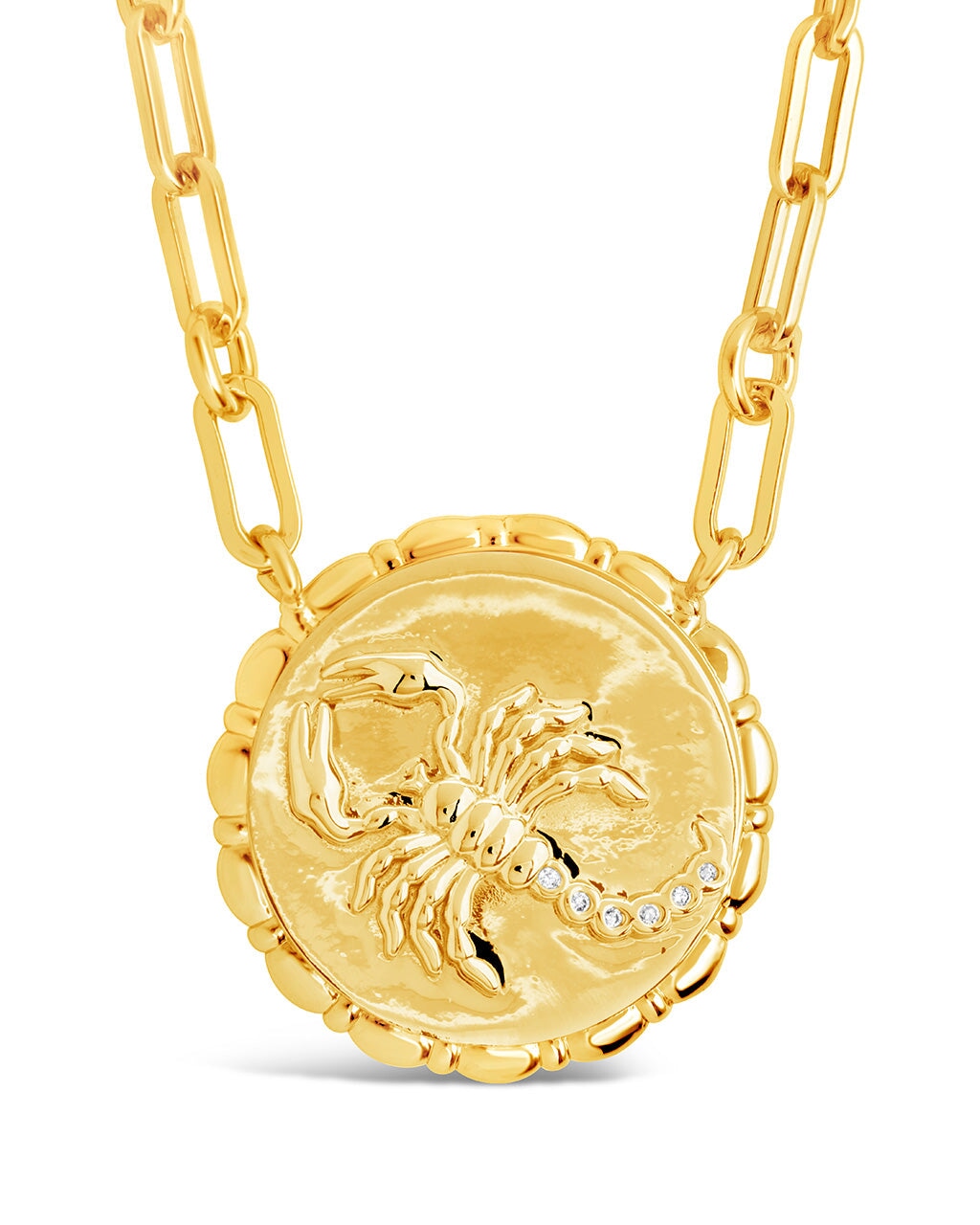 Bold CZ Zodiac Link Pendant Necklace