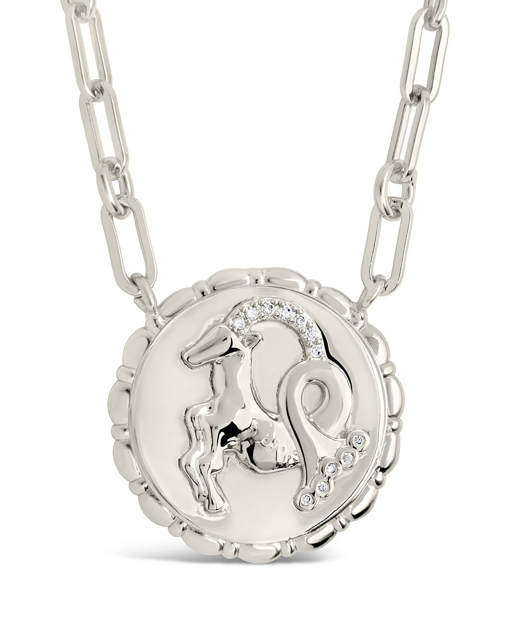Bold CZ Zodiac Link Pendant Necklace