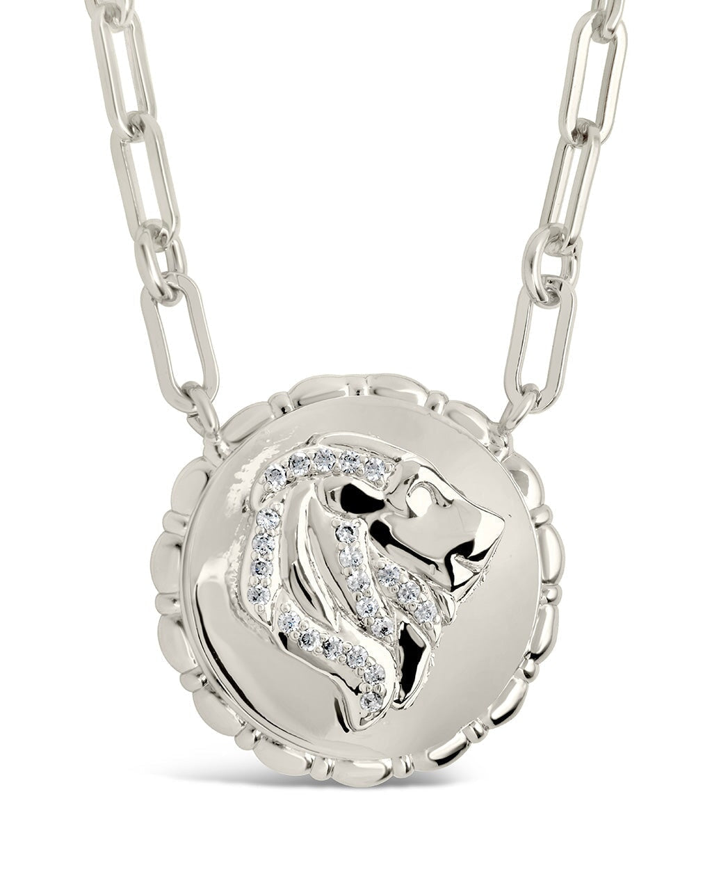 Bold CZ Zodiac Link Pendant Necklace