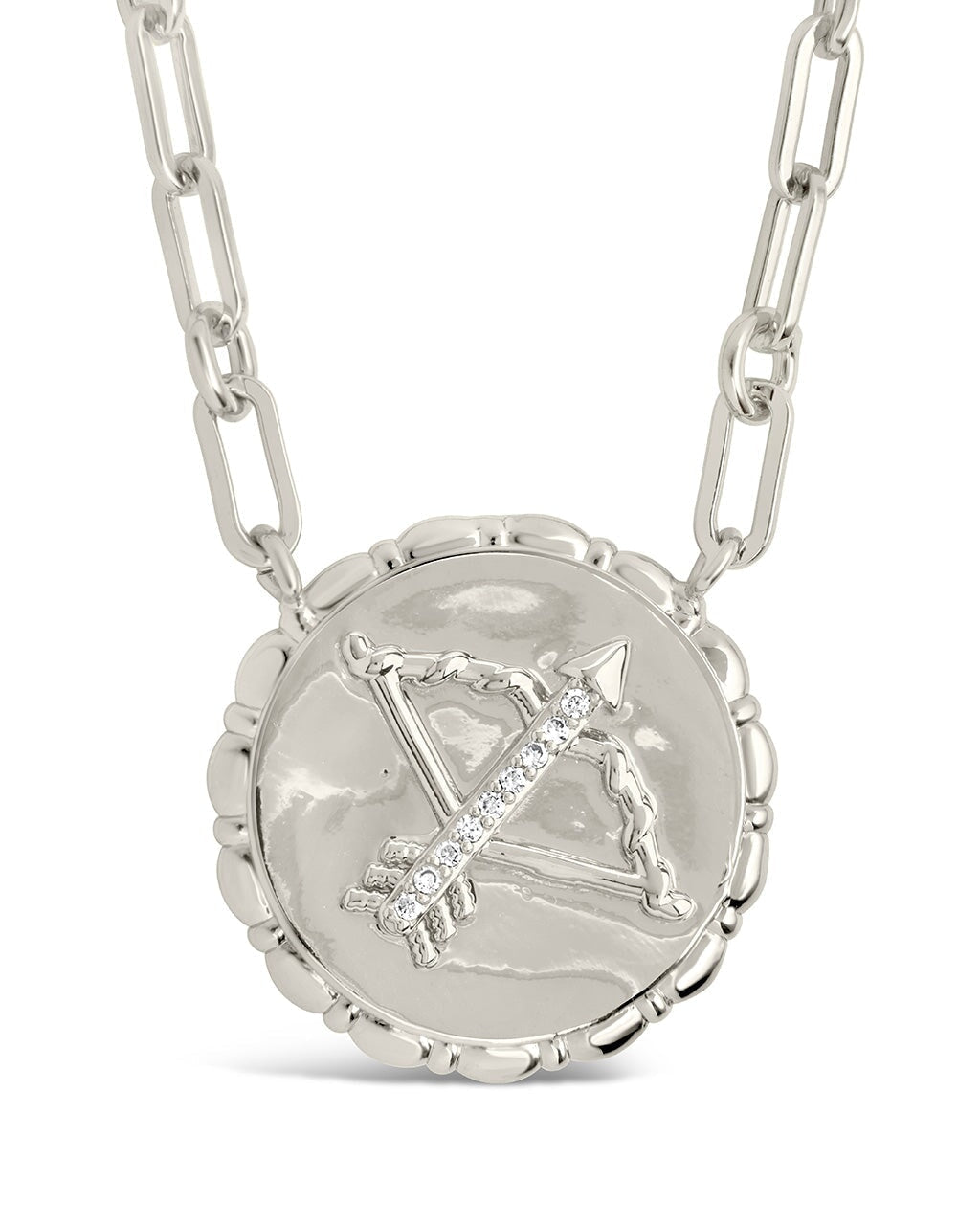 Bold CZ Zodiac Link Pendant Necklace