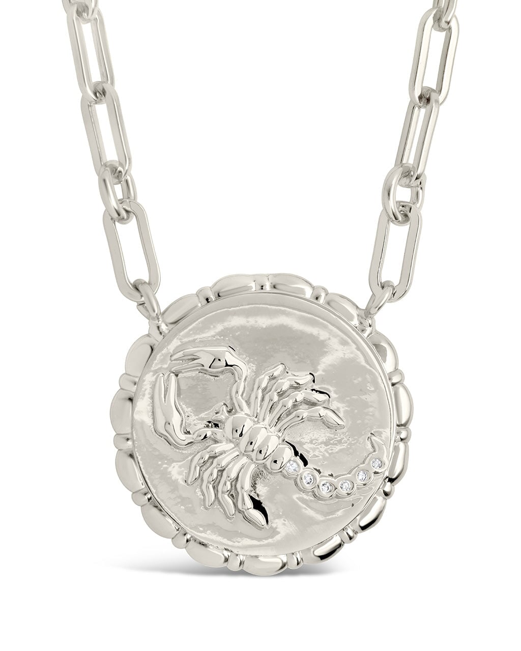 Bold CZ Zodiac Link Pendant Necklace