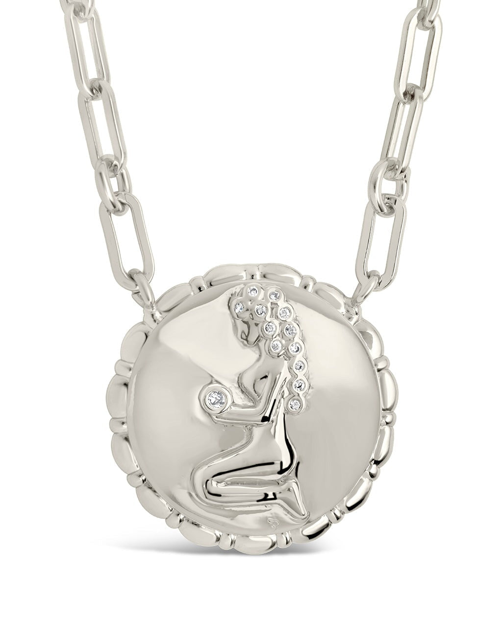 Bold CZ Zodiac Link Pendant Necklace