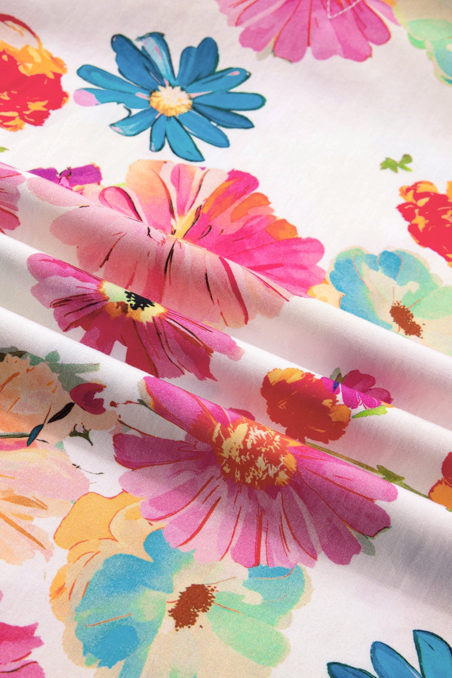 Floral Tie V-Neck Puff Sleeve Blouse