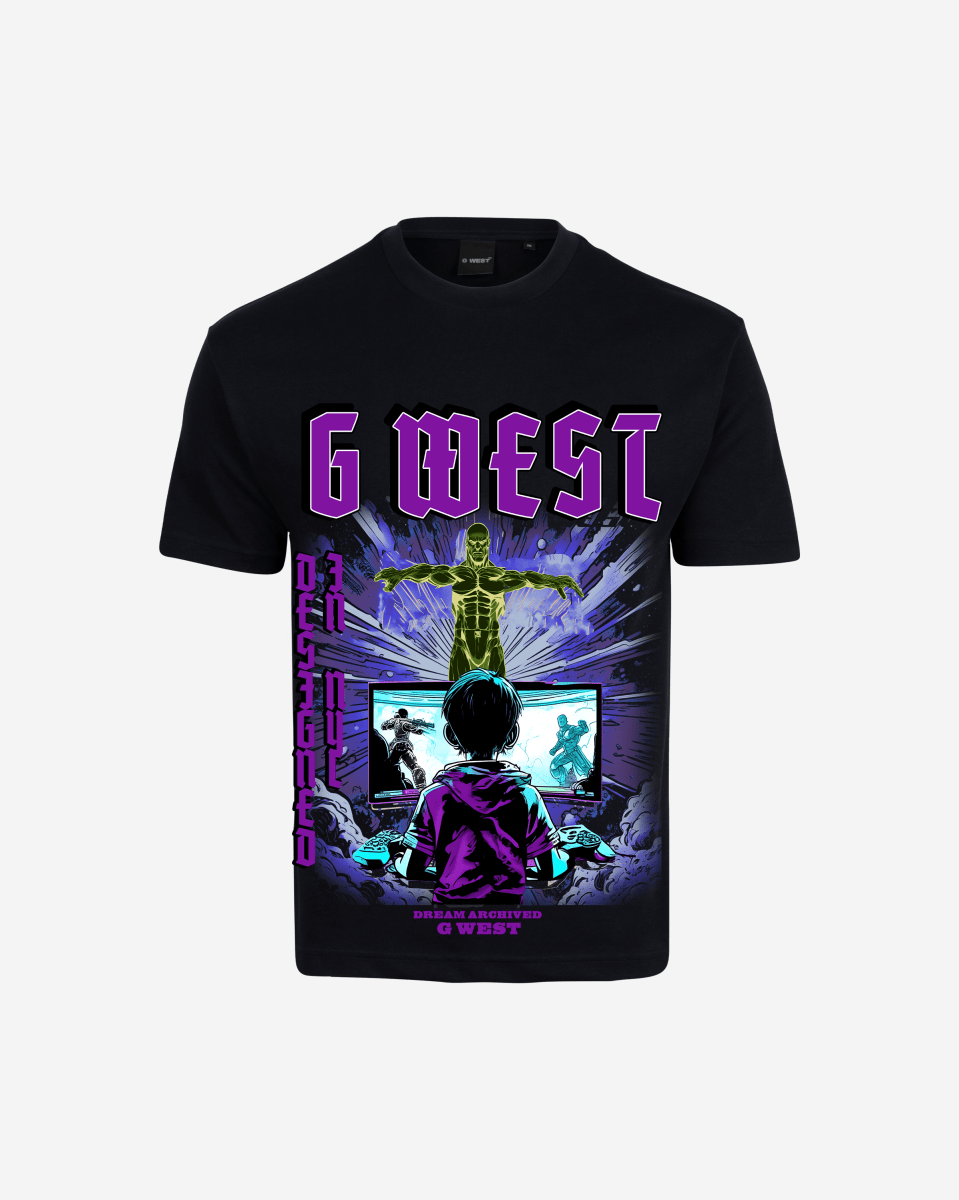 G West Game of G Baby Blue Black Oversized T-Shirt Mens