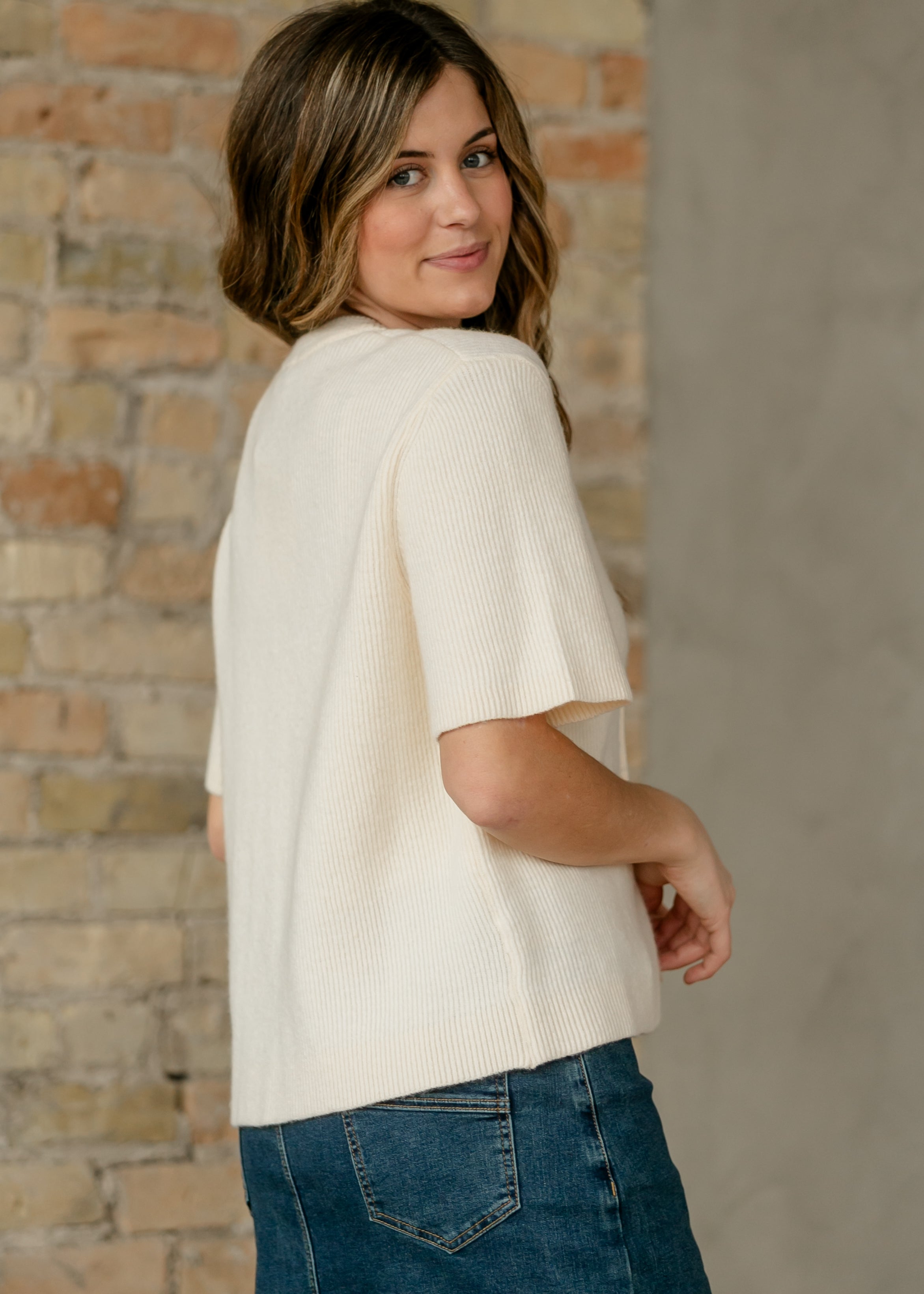 Short Sleeve Button-Front Cardigan