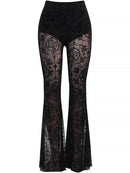 Dark Sexy Slim Fit High-Waisted Lace Flared Pants | ZAKAPOP