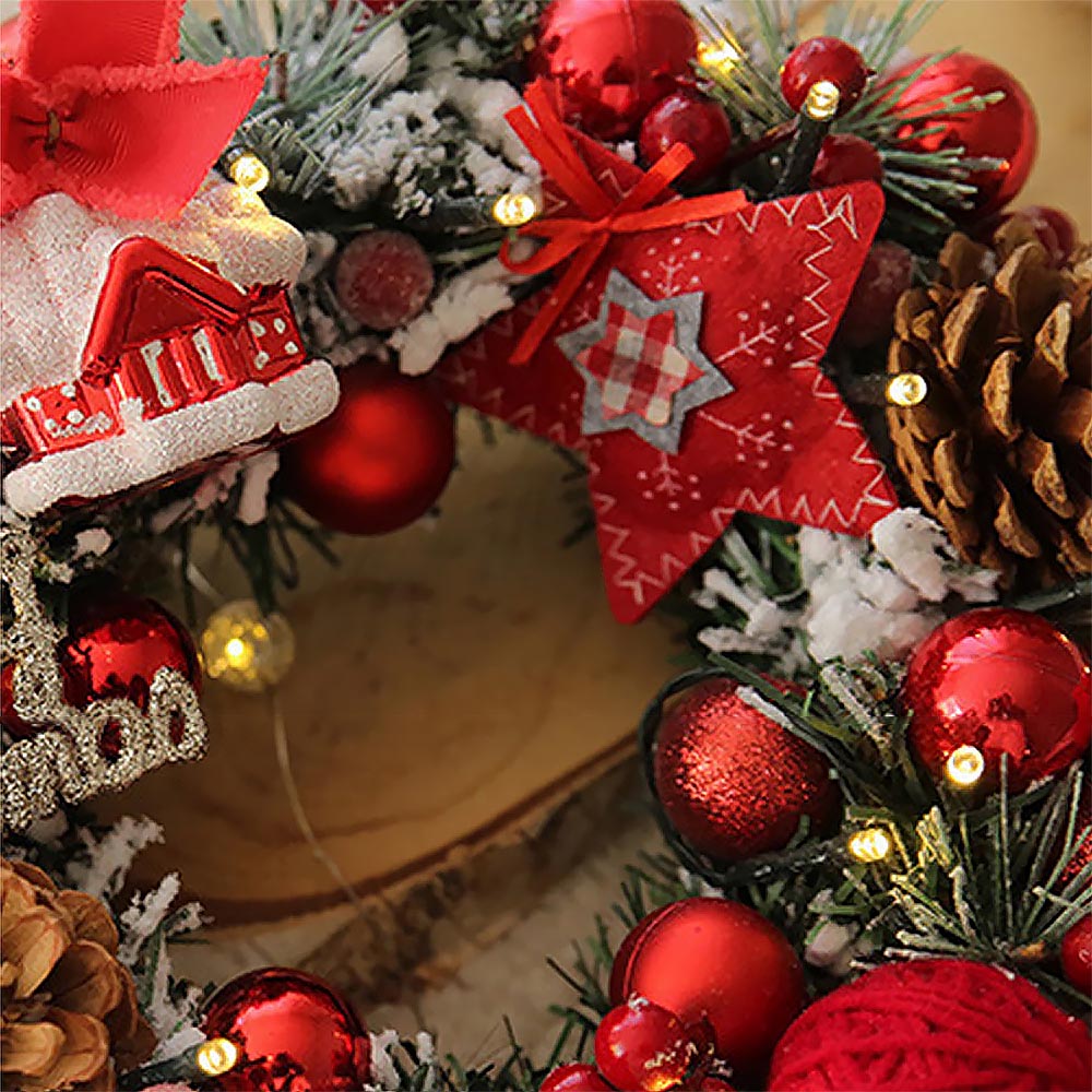 15in Lighted Christmas Wreath Door Decorations | ZAKAPOP