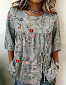 Women's Floral 3D Print Pullover Top – Loose Fit Elegant Casual S to 3XL