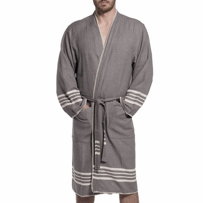 Organic Turkish Cotton Kimono Bathrobe – Lightweight Spa &amp; Home Robe