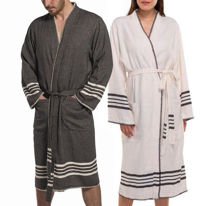 Organic Turkish Cotton Kimono Bathrobe – Lightweight Spa &amp; Home Robe