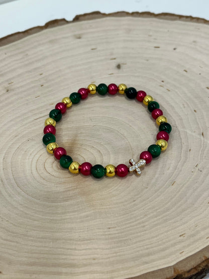 Christmas Cross Bead Bracelet Collection