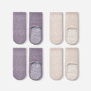 New- Organic Cotton Socks- Lavender & Beige- 4 Pairs of Stay-On Baby & Toddler Non-Slip Socks