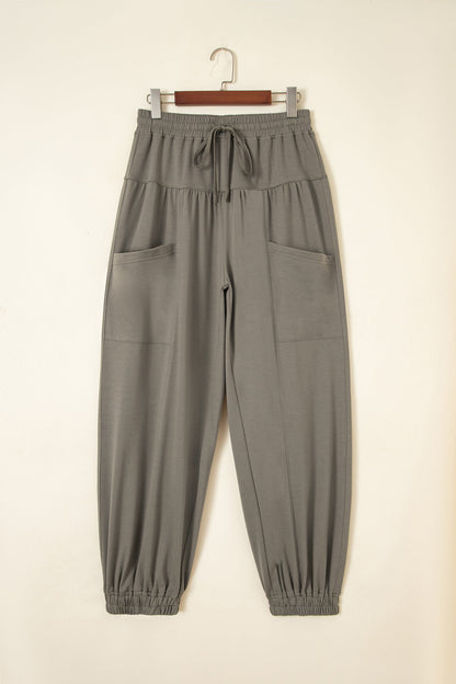 Drawstring Elastic Waist Wide Leg Pants