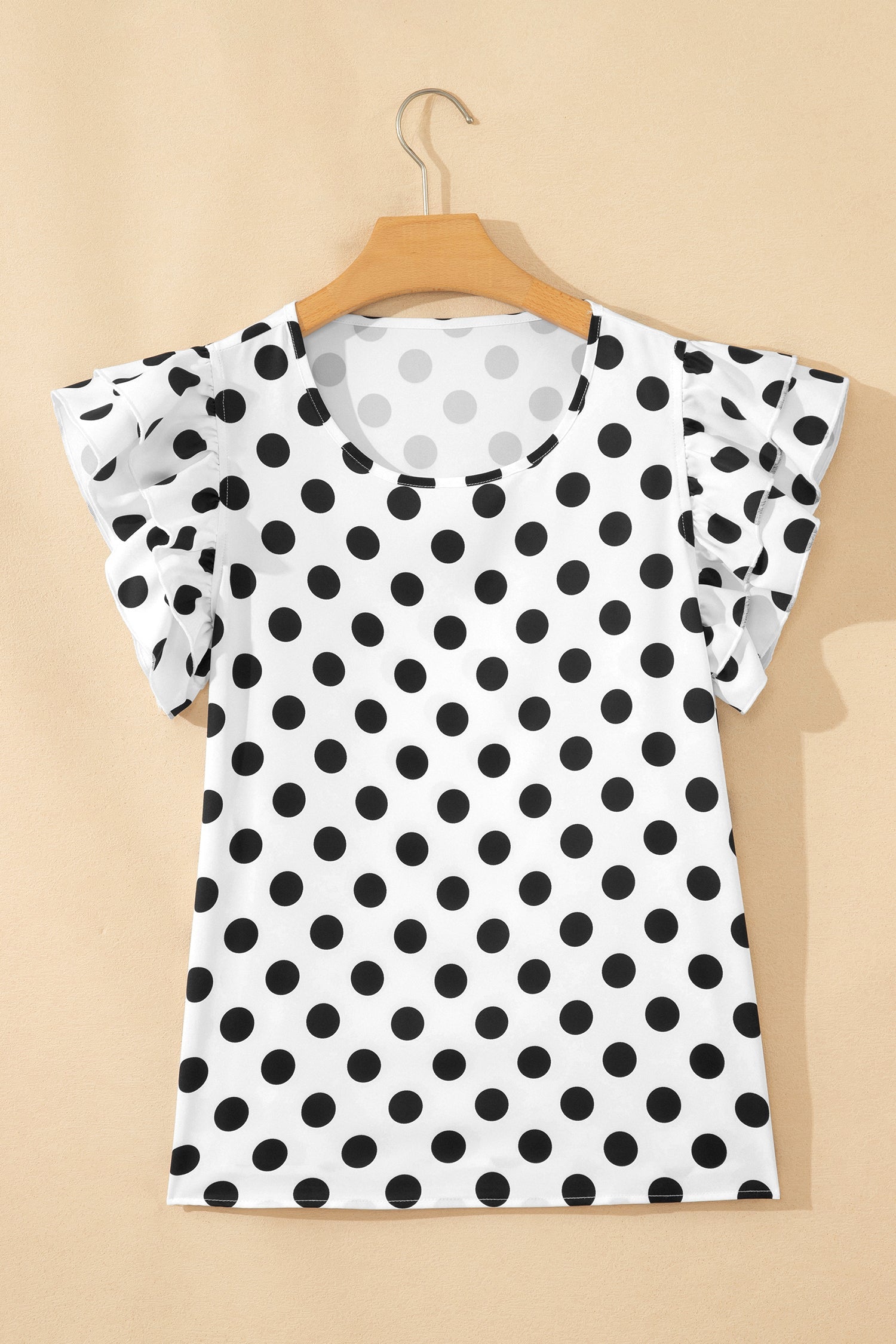 Polka Dot Ruffle Sleeve Blouse