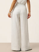 100% Linen Sculpted Pleat Elasticated Back Relaxed Pants VERIDIANA