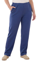 Women's Pull-On Flat Front Knit Pants — Cotton Blend Elastic Waist