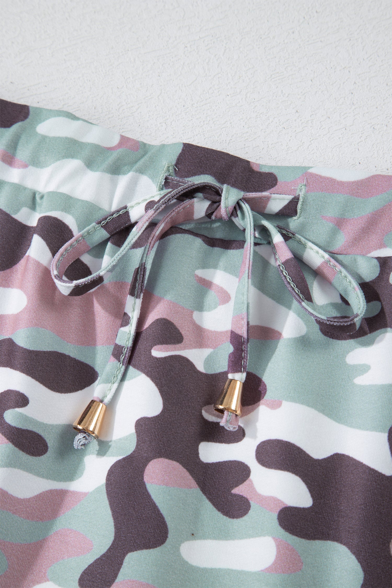 Camo Drawstring High Waist Mini Skort