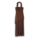 Summer Women Clothing Adult Lady like Woman Stitching Sweet Spicy Tube Top Dress with Ribbon