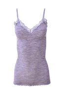 EGI Luxury Wool Silk Camisole Spaghetti Straps with Lace Trim. Proudly Made in Italy (1487)
