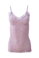 EGI Luxury Wool Silk Camisole Spaghetti Straps with Lace Trim. Proudly Made in Italy (1487)