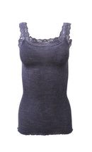 EGi Luxury Wool Silk Lace Trim Tank Top. Proudly Made in Italy (1491)