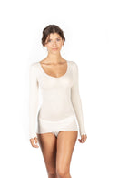 EGI Luxury Wool Silk V-Neck Long Sleeve Top. Proudly Made in Italy (1493)