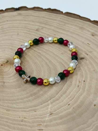 Christmas Cross Bead Bracelet Collection