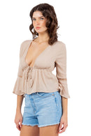 Rae's Tie Front V-Neck Blouse
