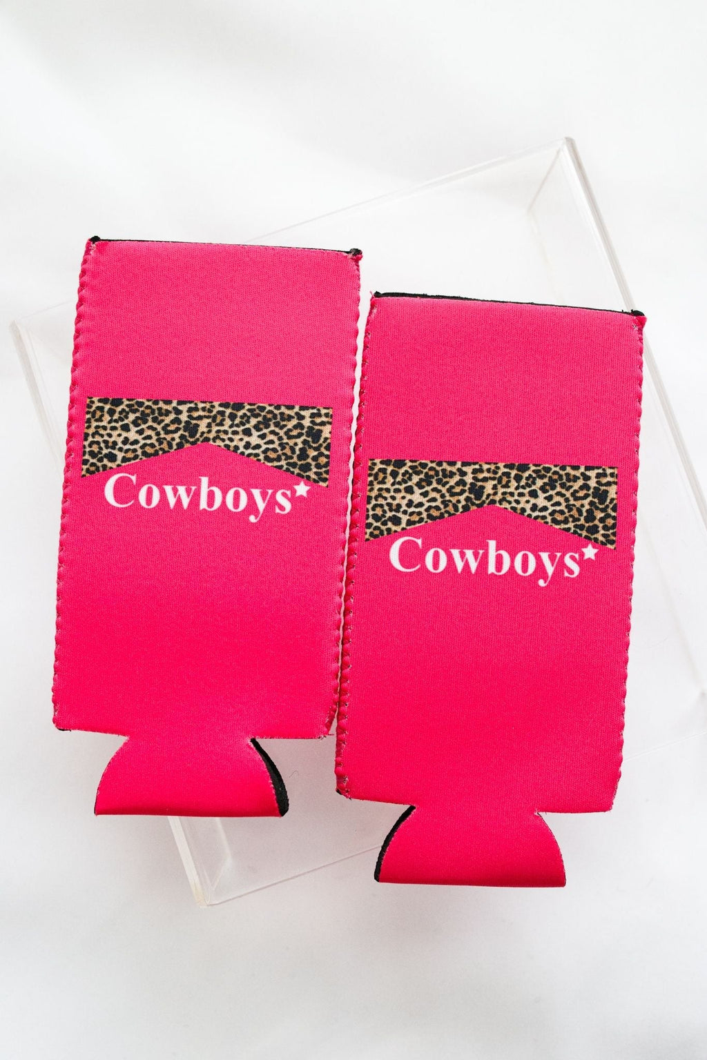 PINK COWGIRLS/COWBOYS TALL COOZIE 2-PACK