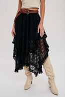 Lace Tiered Midi Skirt