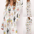 Nutcracker Ballet Christmas Satin Pajama Set For Women Print Comfy Satin Sleepwear & Loungewear Pjs Printing Silky Top & Bottoms