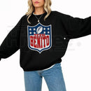 Team Benito Sweatshirt: Retro Football Shield Graphic Crewneck Pullover
