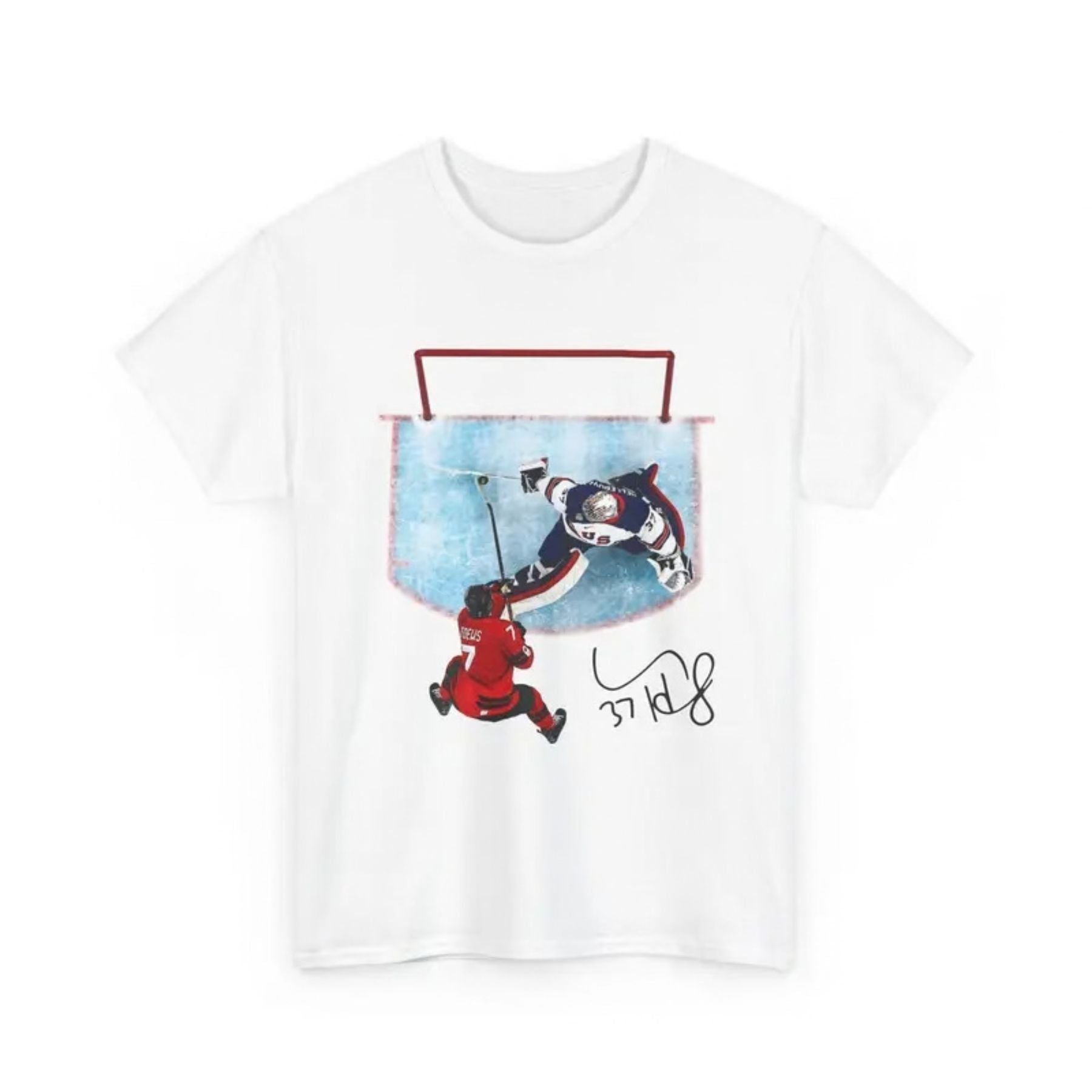 Hellebuyck "The Great Wall" Save Shirt – USA Ice Hockey Gold Medal Fan Tee