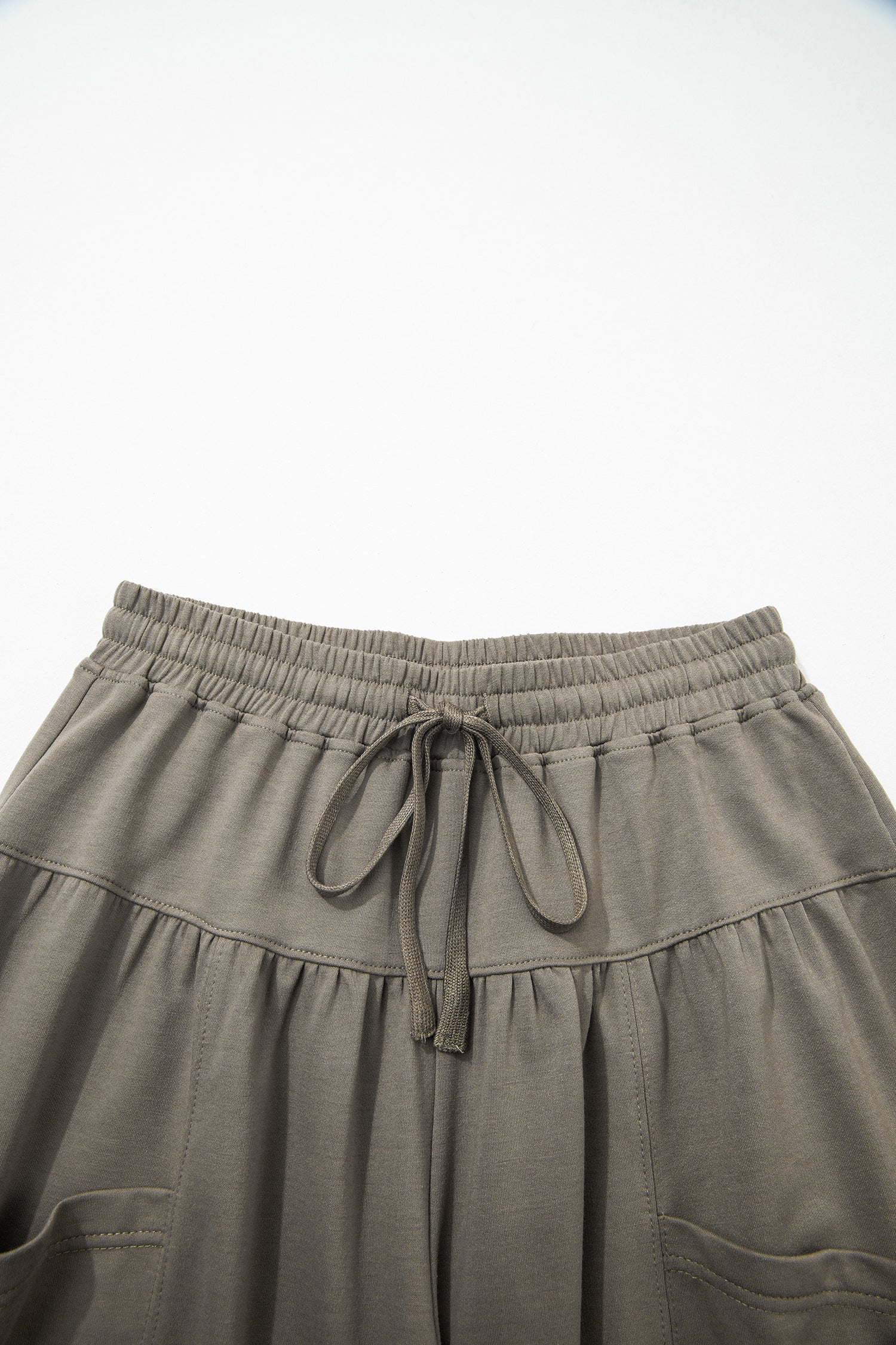 Drawstring Elastic Waist Wide Leg Pants
